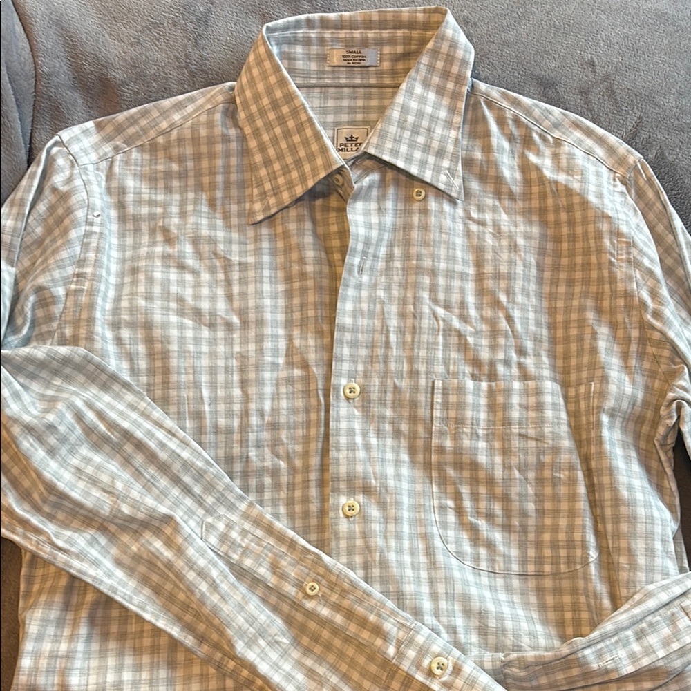 Peter Millar Casual Blue and White Button Down Shirt